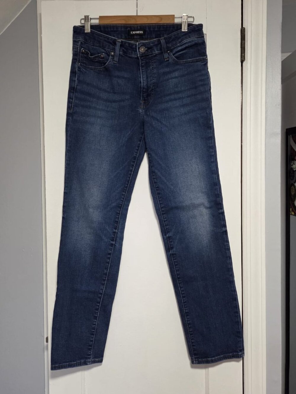 Men Express dark wash slim-straight jeans